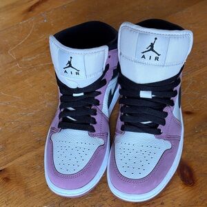 Nike Air Jordan 1 Mid - White & Suede Mauve with Black Accents